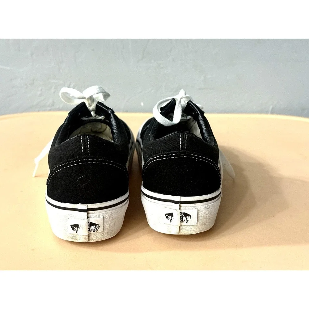 VANS Off the Wall Old Skool Skate Shoes Canvas Black White Sz Mens 6.5 women 8.0